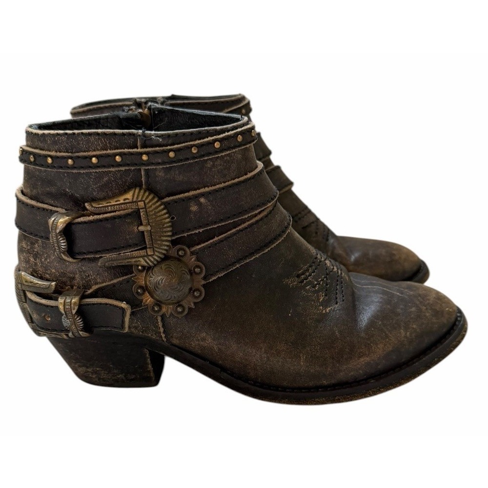 Circle G Distressed Leather Zip Ankle Western Boots Style P5101 Women's Size 7.5